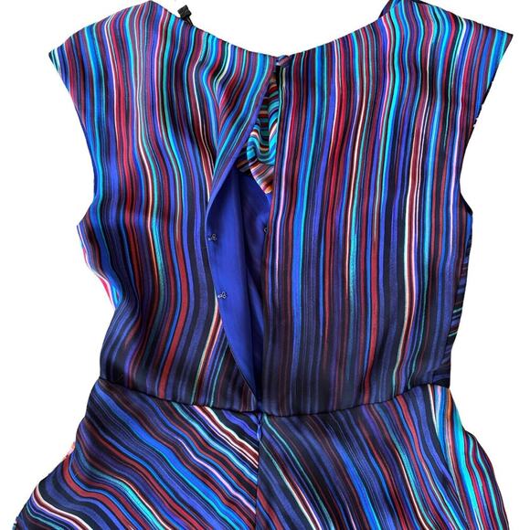 NWT BCBGMAXARIA Silk Dress Striped Asymmetrical Dress Size 2 Sleeveless Lined - Picture 5 of 7